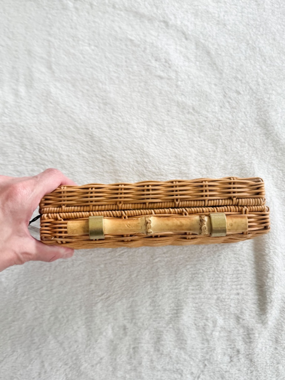 ZARA Wicker Bamboo Handle Mini straw clutch Bag NWT - Picture 3 of 4